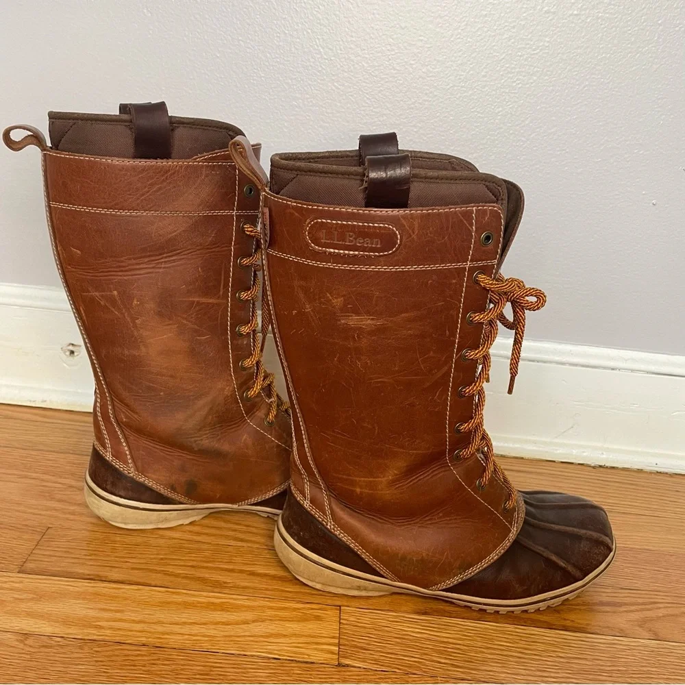 L.L. Bean Tall Insulated Leather Bean Boots Size 7 - Picture 4 of 14